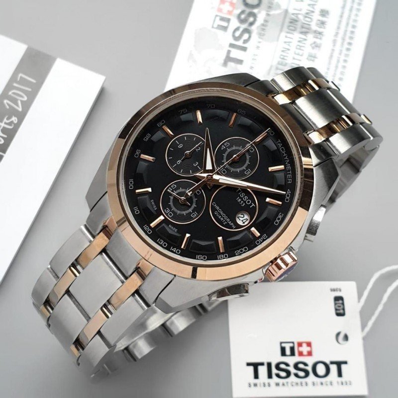 TISSOT 1853 PRIMIUM QUALITY DUAL TON BLACK METAL WATCH' - Image 3