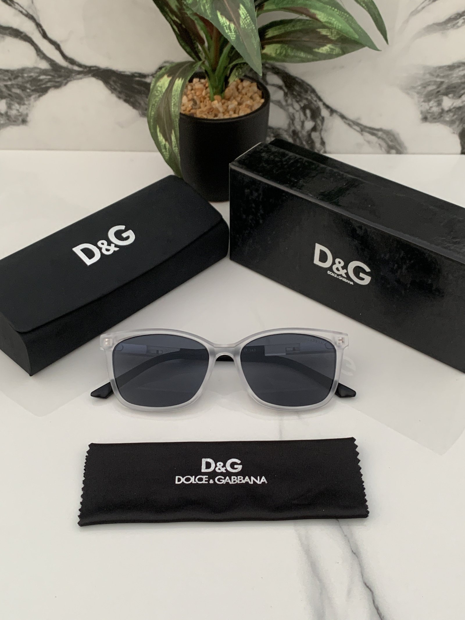 Branded D&G White Black Sunglasses - Image 2