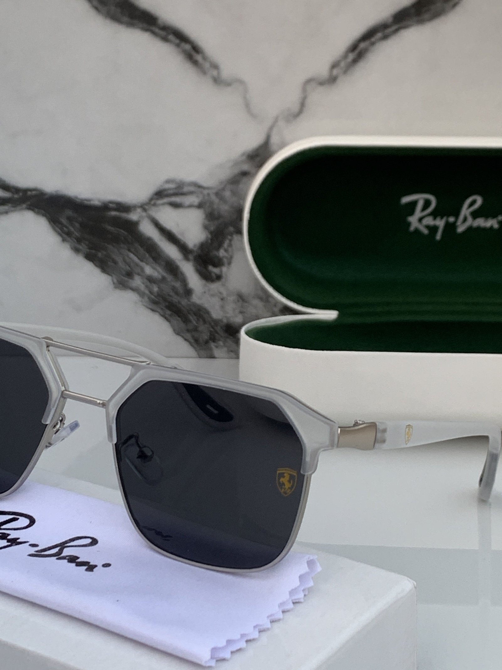 Branded RB White Black Sunglasses - Image 5