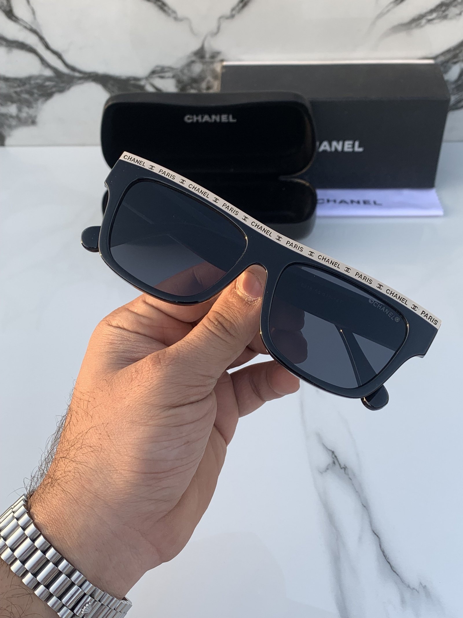 Branded Chnl Prs Full Black Sunglasses - Image 4