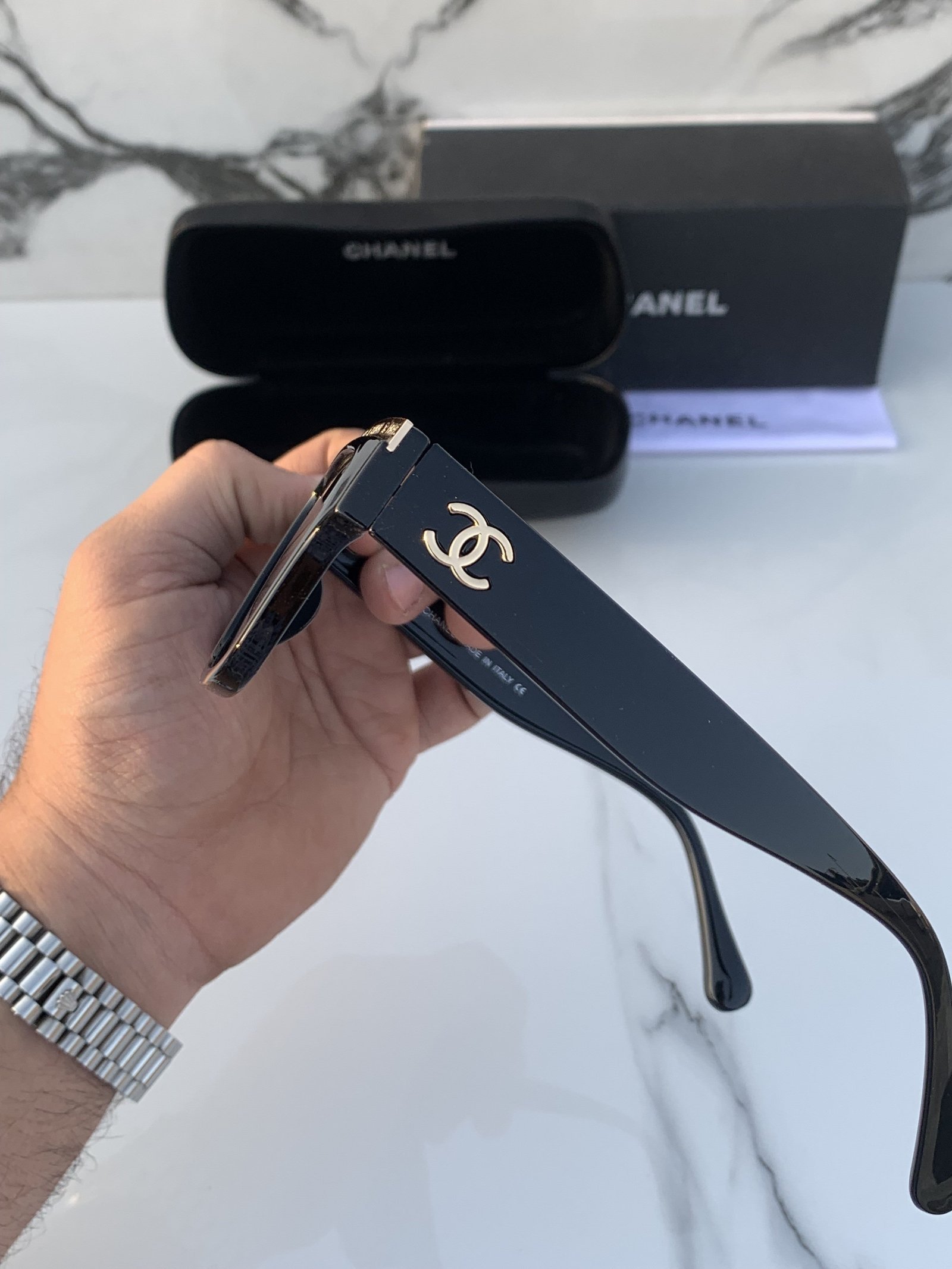 Branded Chnl Prs Full Black Sunglasses - Image 2