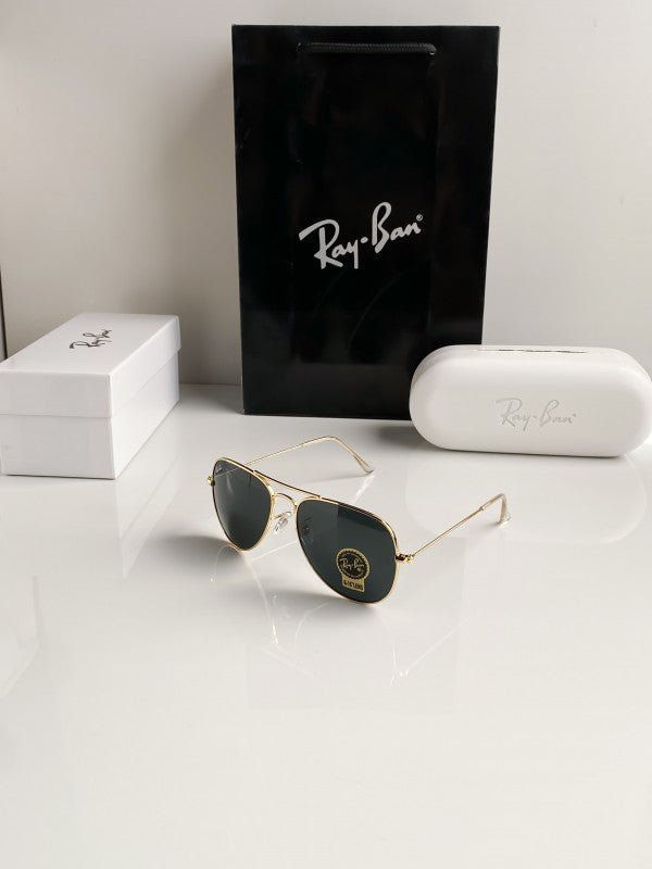 Branded Rb Gold Black Aviator Sunglasses