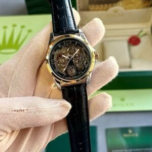 ROLEX AUTOMATIC WATCH BLACK GOLD LEATHER BELT WITH OG BOX