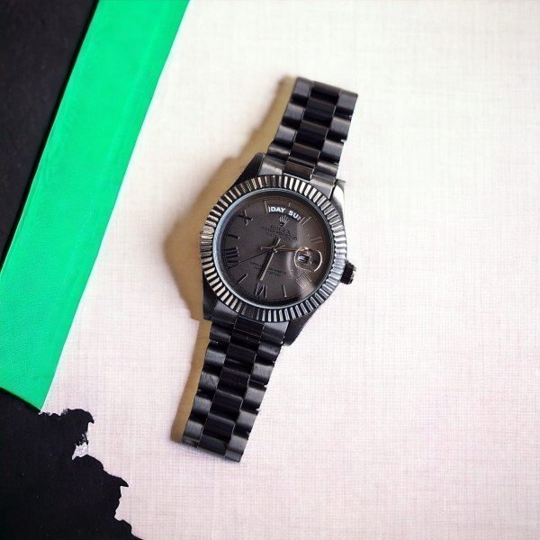 ROLEX OYSTER PERPETUAL DAY/DATE BLACK STAINLESS STEEL WATCH - Image 2