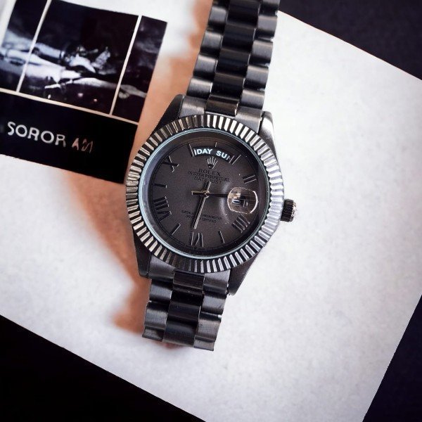 ROLEX OYSTER PERPETUAL DAY/DATE BLACK STAINLESS STEEL WATCH - Image 3