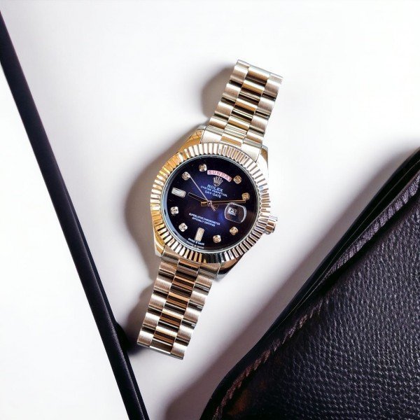 ROLEX OYSTER PERPETUAL DAY DATE (BLUE/SILVER) PREMIUM WRIST WATCH - Image 2