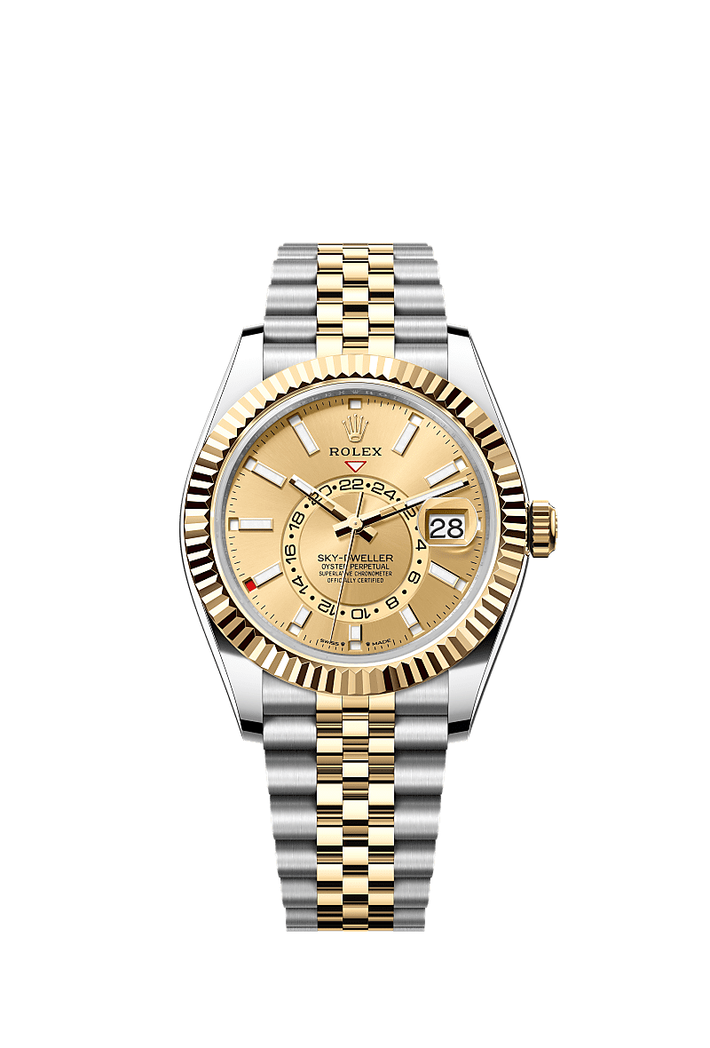 ROLEX SKY-DWELLER 42MM OYSTERSTEEL (YELLOW/GOLD) WATCH