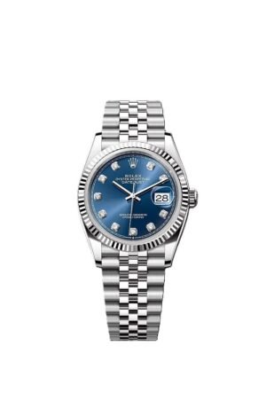 Rolex Date just 41 bright blue, diamond-set