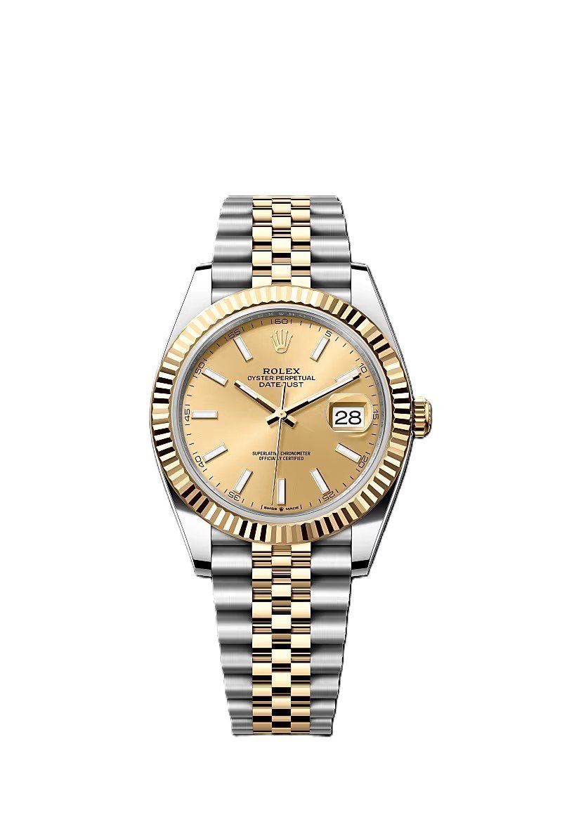 Rolex Datejust Gold Silver Gold Dial Metal Watch